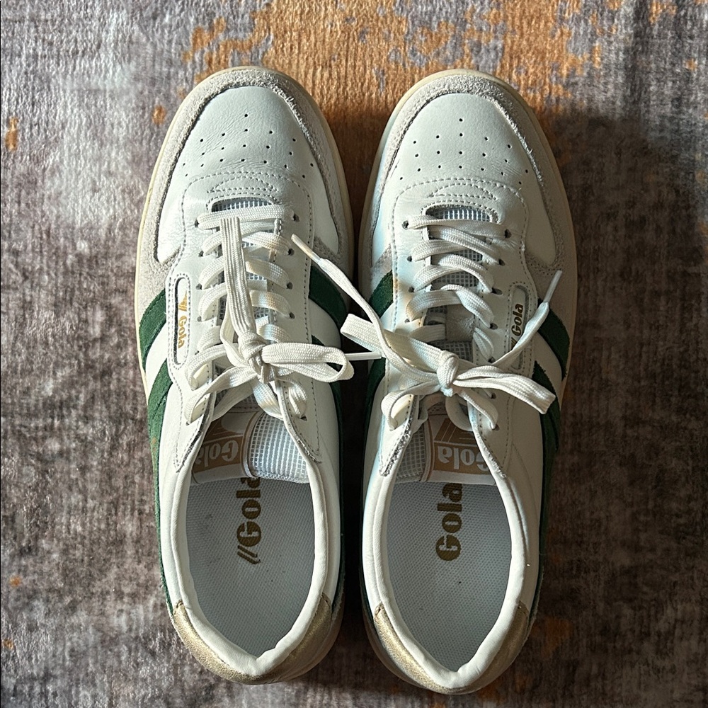 Gola Classic White and Green Trainers
